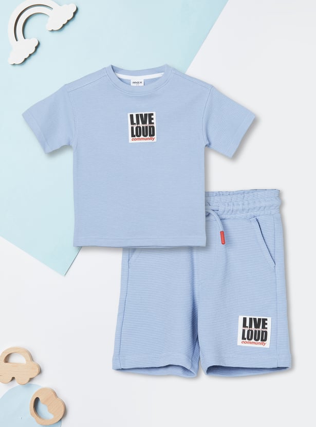 Boys Printed T-shirt with Shorts Set