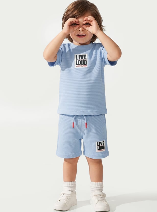 Boys Printed T-shirt with Shorts Set