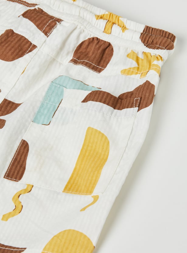 Boys Printed Shirt with Shorts Set