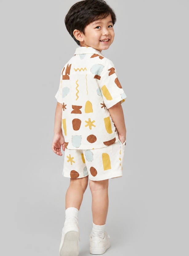 Boys Printed Shirt with Shorts Set