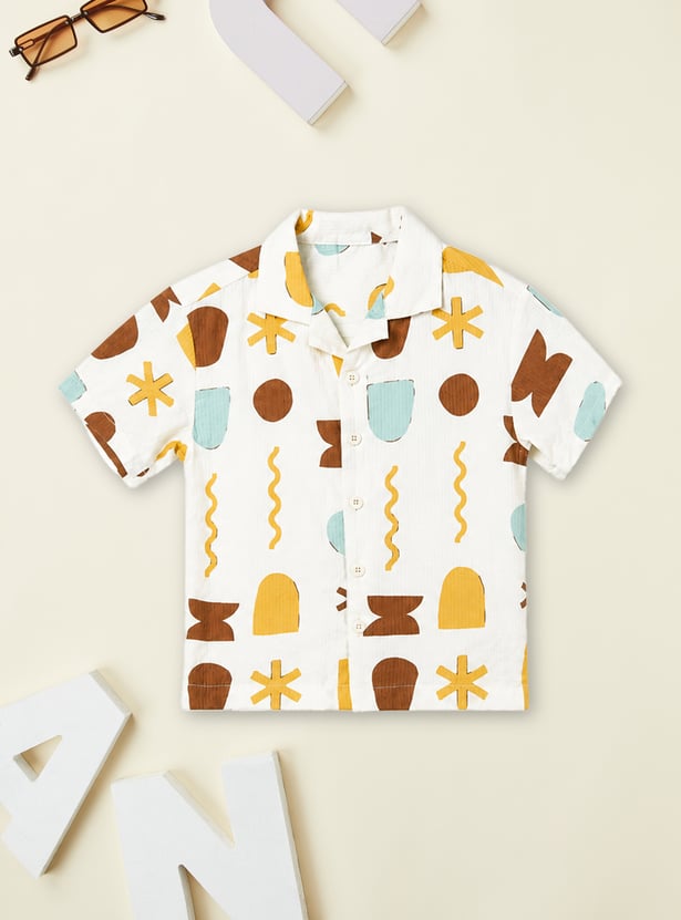 Boys Printed Shirt with Shorts Set