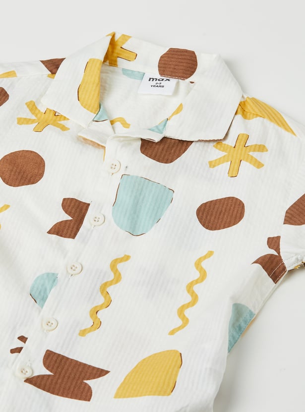Boys Printed Shirt with Shorts Set