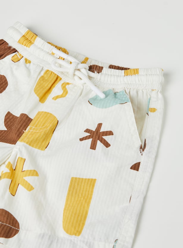 Boys Printed Shirt with Shorts Set