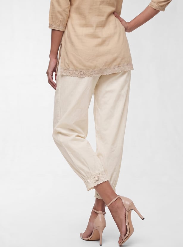 Women Lace Hem Harem Pants
