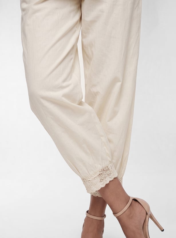 Women Lace Hem Harem Pants