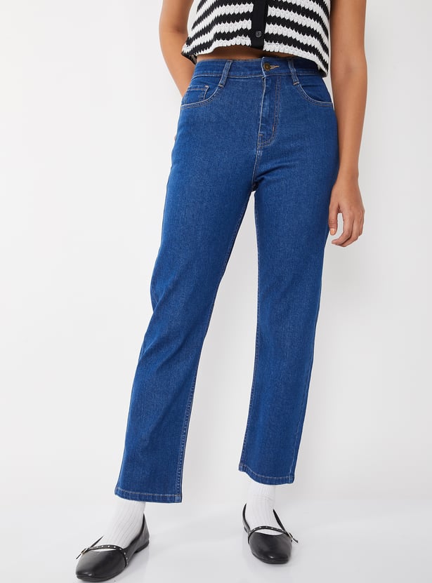 Women High Rise Straight Fit Jeans