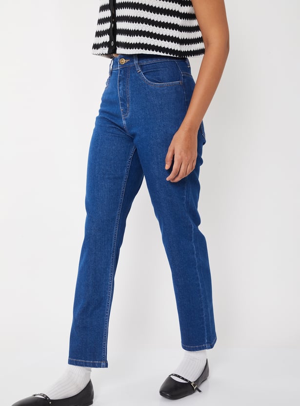 Women High Rise Straight Fit Jeans