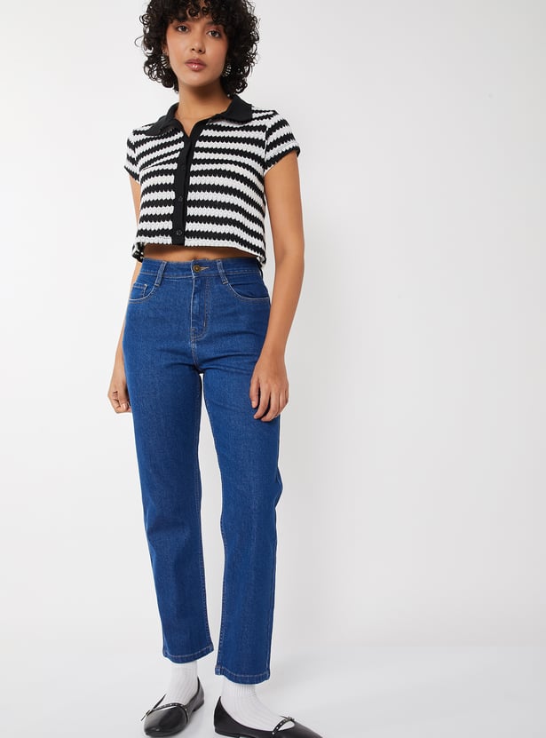 Women High Rise Straight Fit Jeans