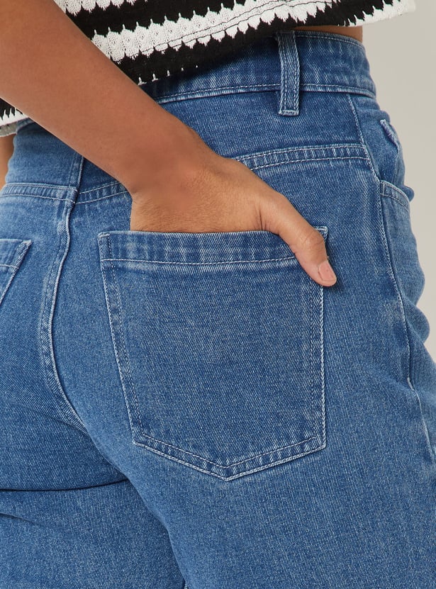 Women Solid High Rise Straight Fit Jeans