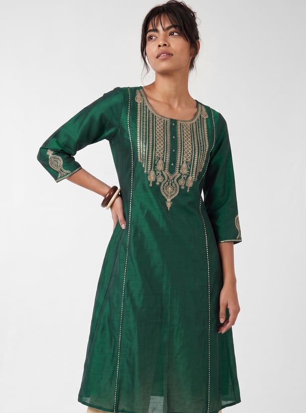 Women Embroidered A-line Kurta