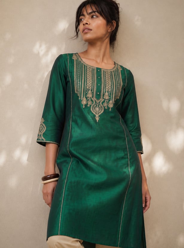 Women Embroidered A-line Kurta
