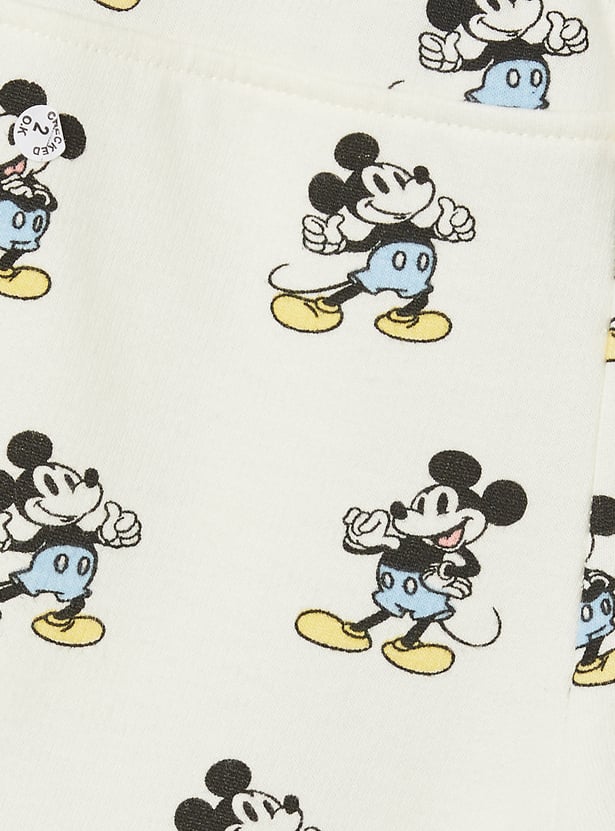 Boys Mickey Print T-shirt with Shorts Set