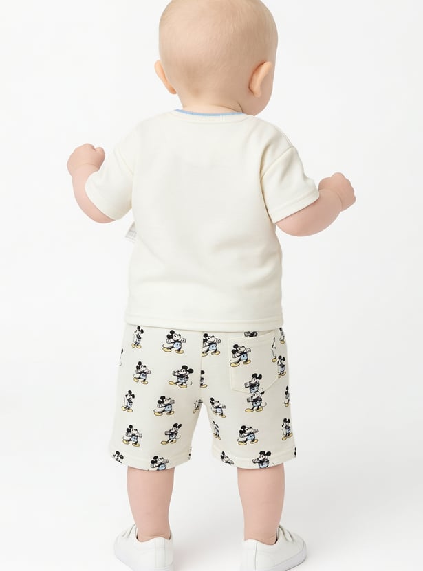 Boys Mickey Print T-shirt with Shorts Set