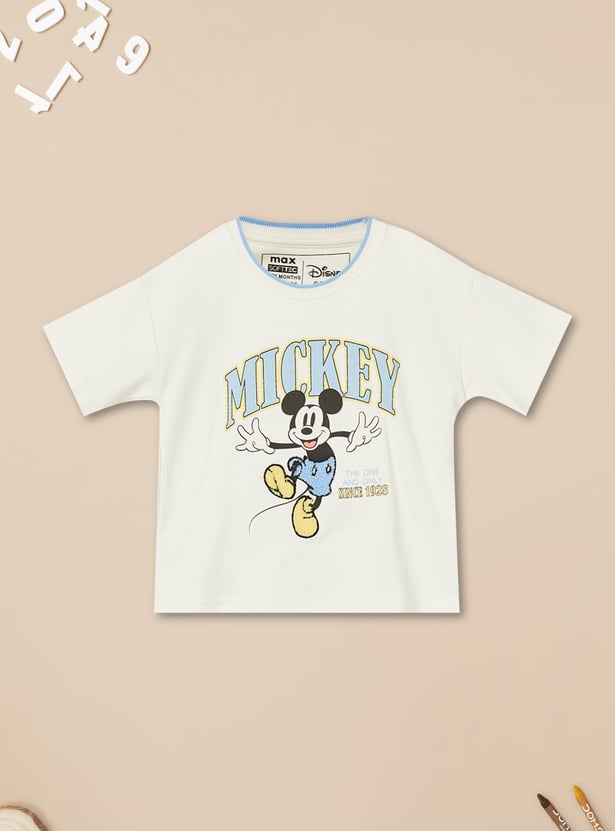 Boys Mickey Print T-shirt with Shorts Set