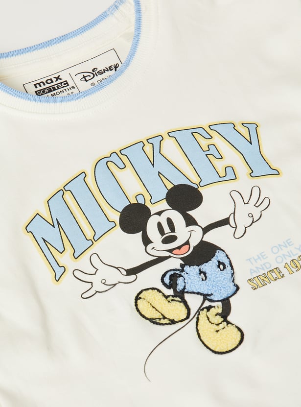 Boys Mickey Print T-shirt with Shorts Set