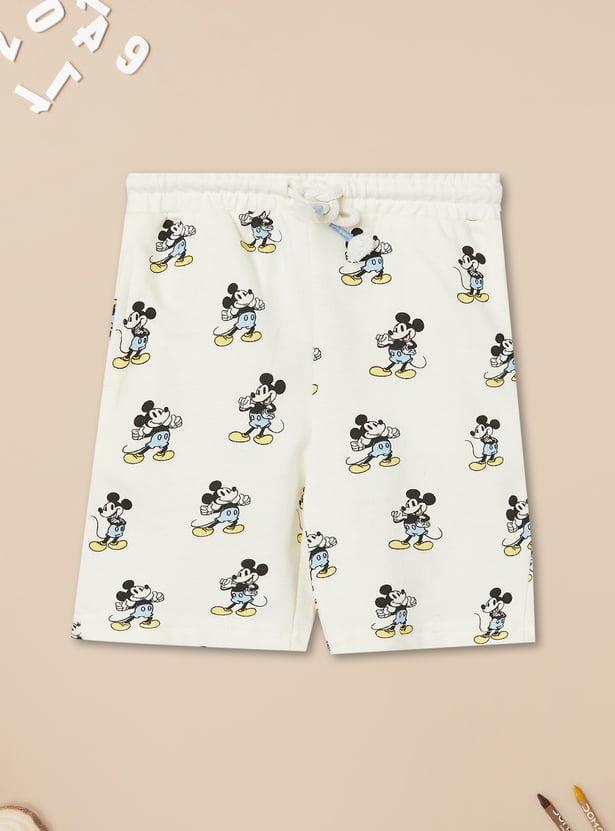 Boys Mickey Print T-shirt with Shorts Set