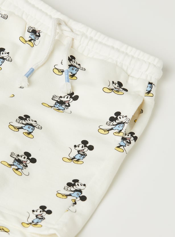Boys Mickey Print T-shirt with Shorts Set
