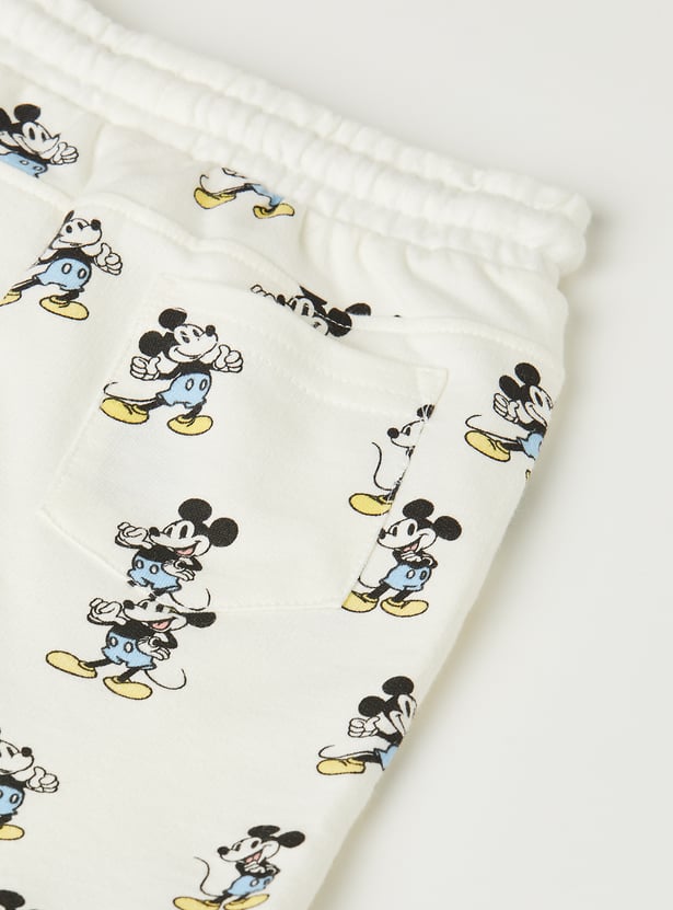 Boys Mickey Print T-shirt with Shorts Set