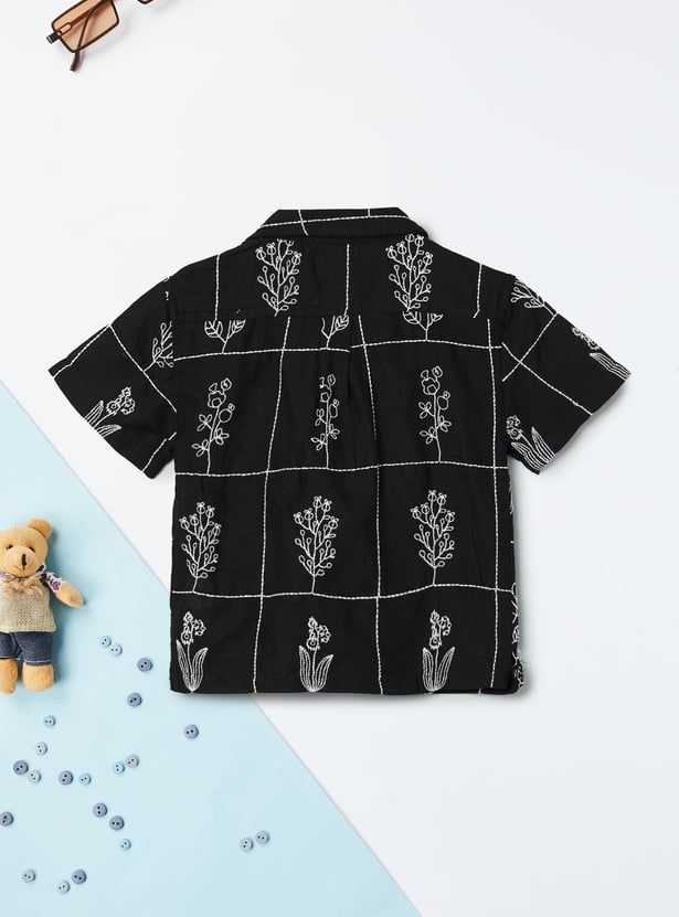 Boys Striped and Giraffe Embroidered Dungaree Set