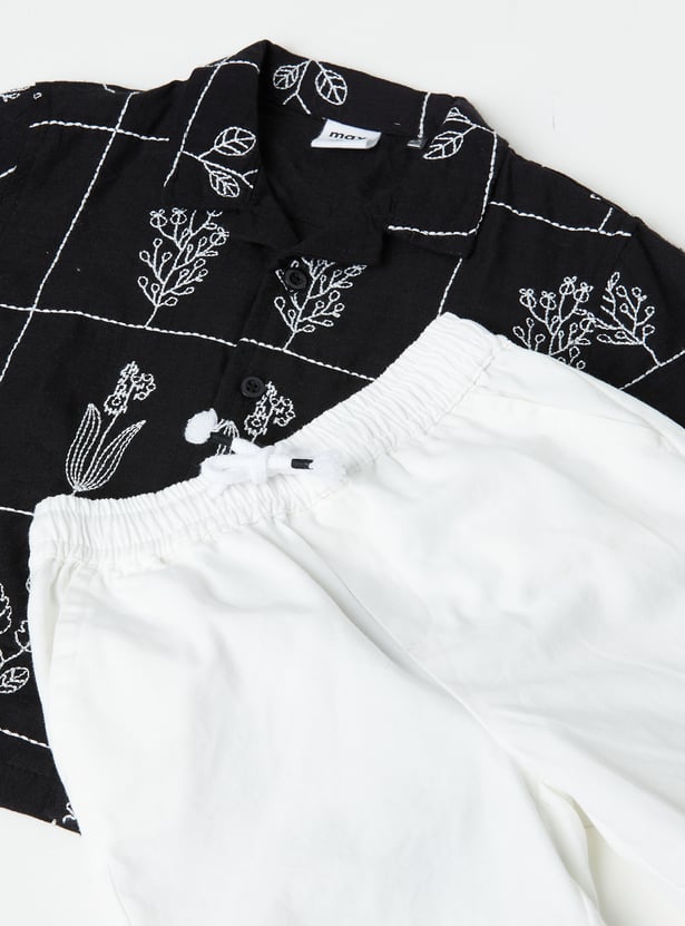 Boys Embroidered Shirt with Shorts Set