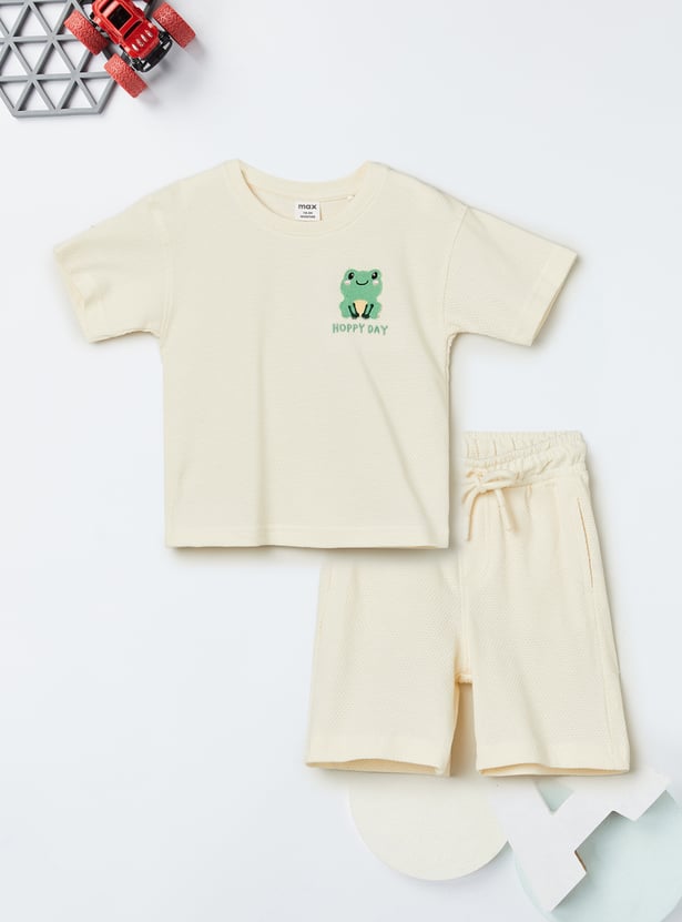 Boys Embroidered T-shirt with Shorts Set