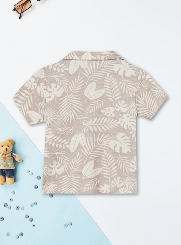 Boys Floral Print Shirt with Shorts Set