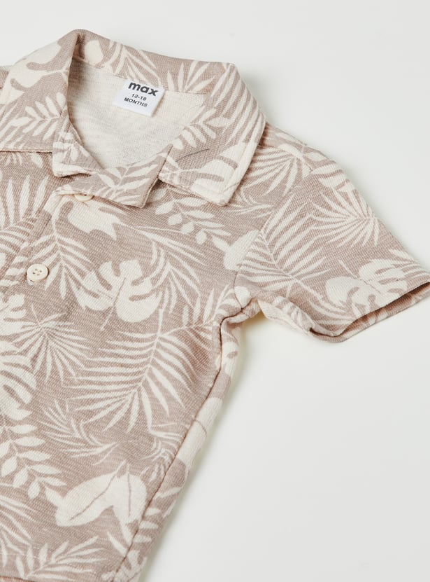 Boys Floral Print Shirt with Shorts Set