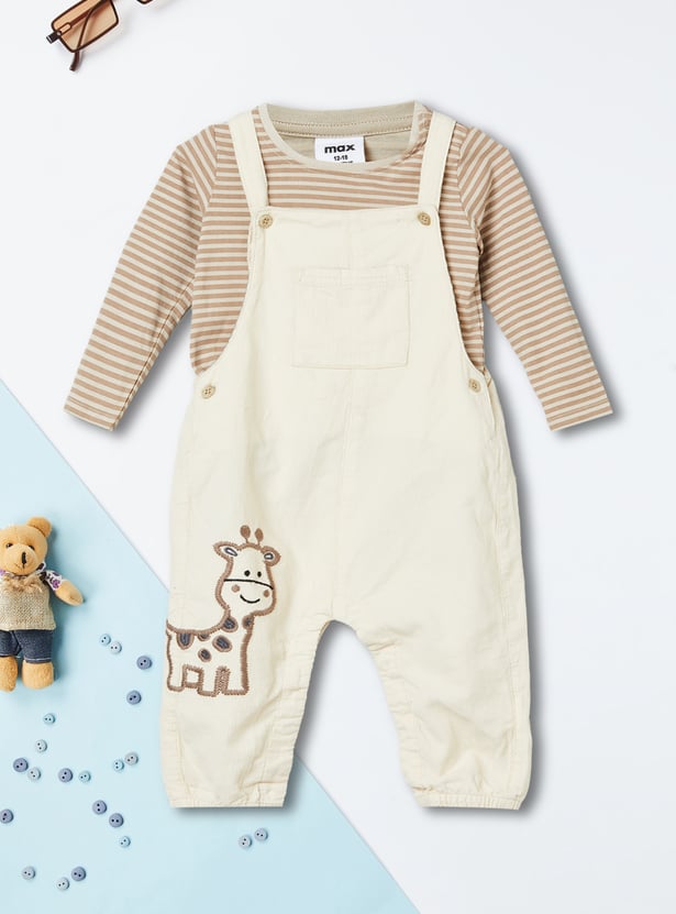 Boys Striped Dungaree with T-Shirt