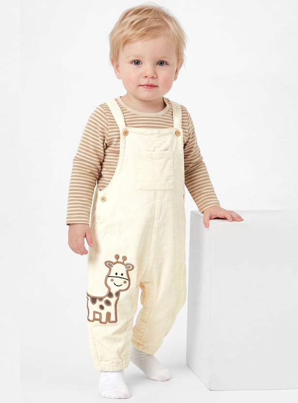 Boys Striped Dungaree with T-Shirt