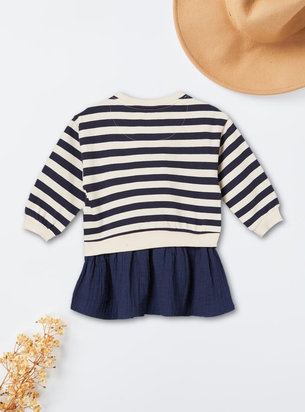 Girls Striped Dress with Applique