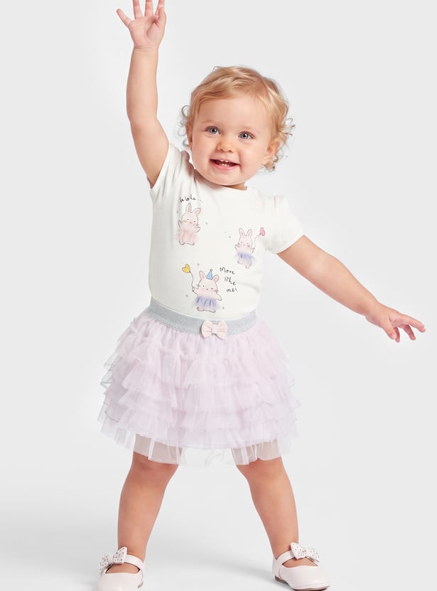 Girls Bunny Print Skirt Set