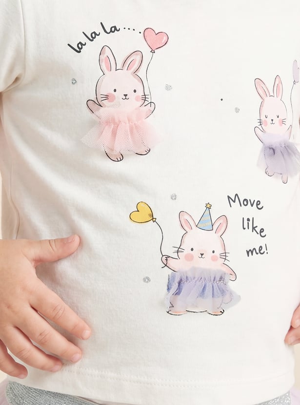 Girls Bunny Print Skirt Set