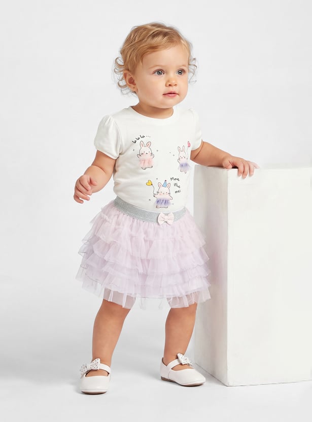 Girls Bunny Print Skirt Set