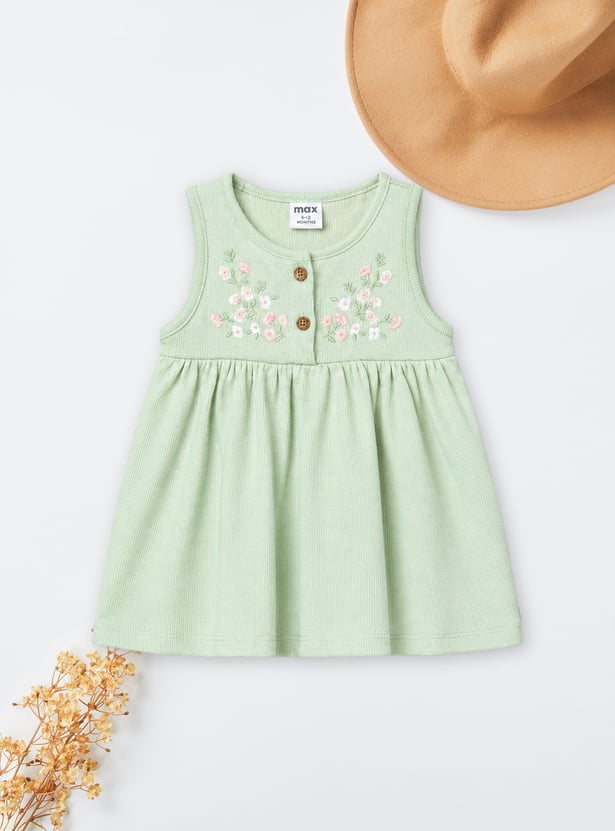 Girls Floral Embroidered Pinafore Dress with T-shirt