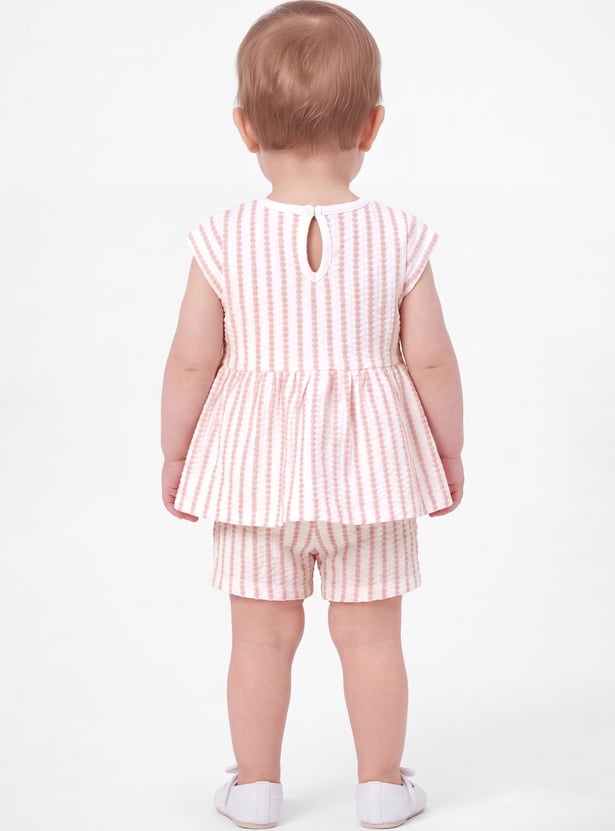 Girls Textured Shorts Set