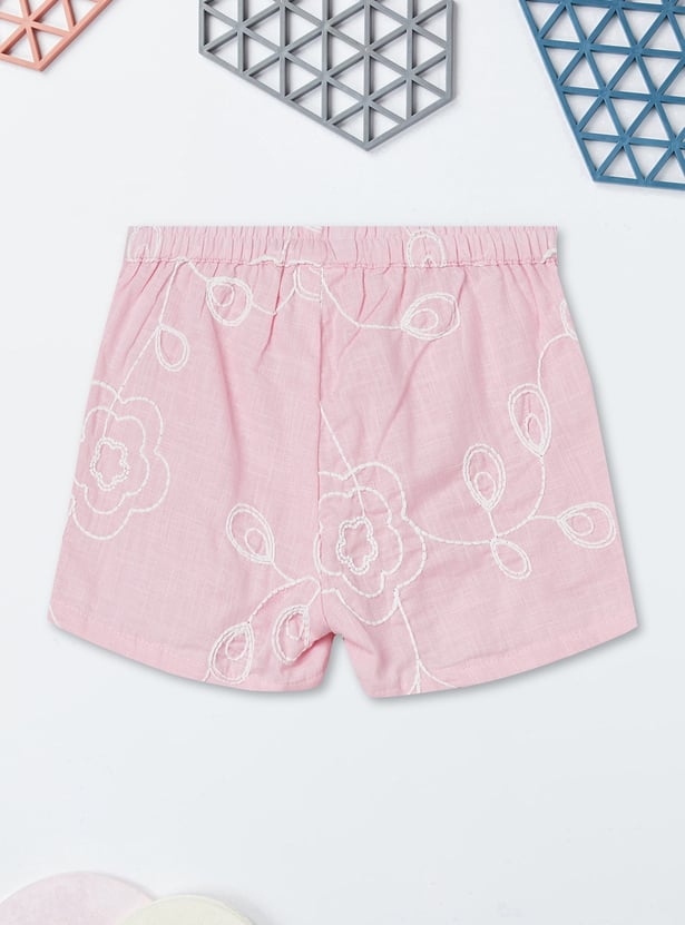 Girls Embroidered Shorts Set
