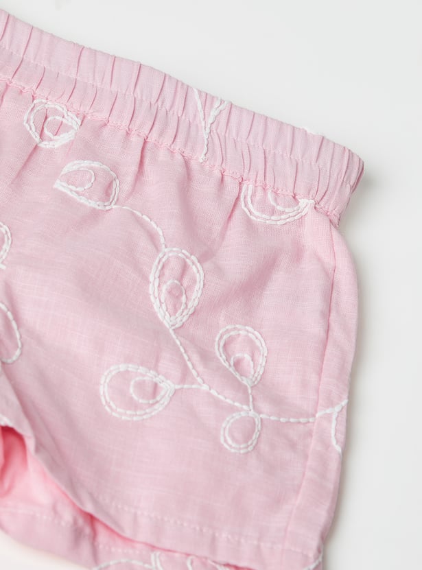 Girls Embroidered Shorts Set