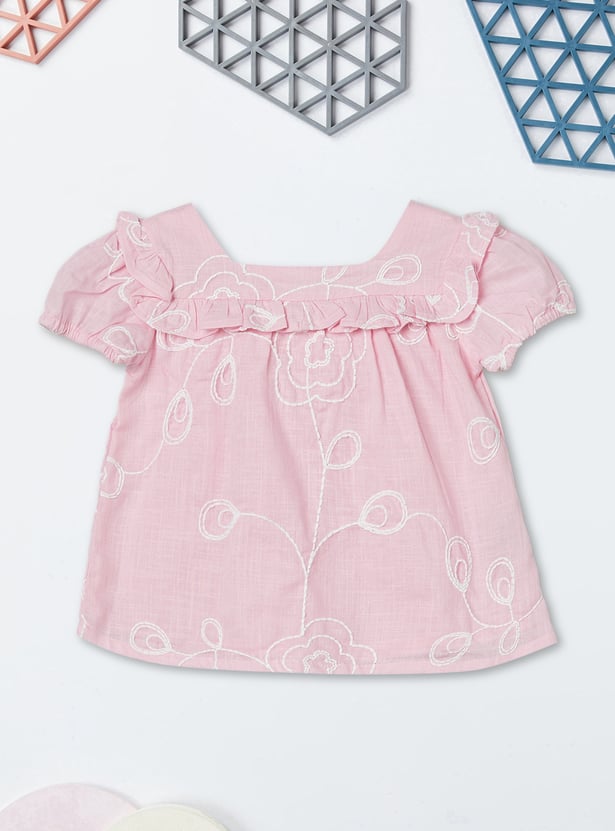 Girls Embroidered Shorts Set