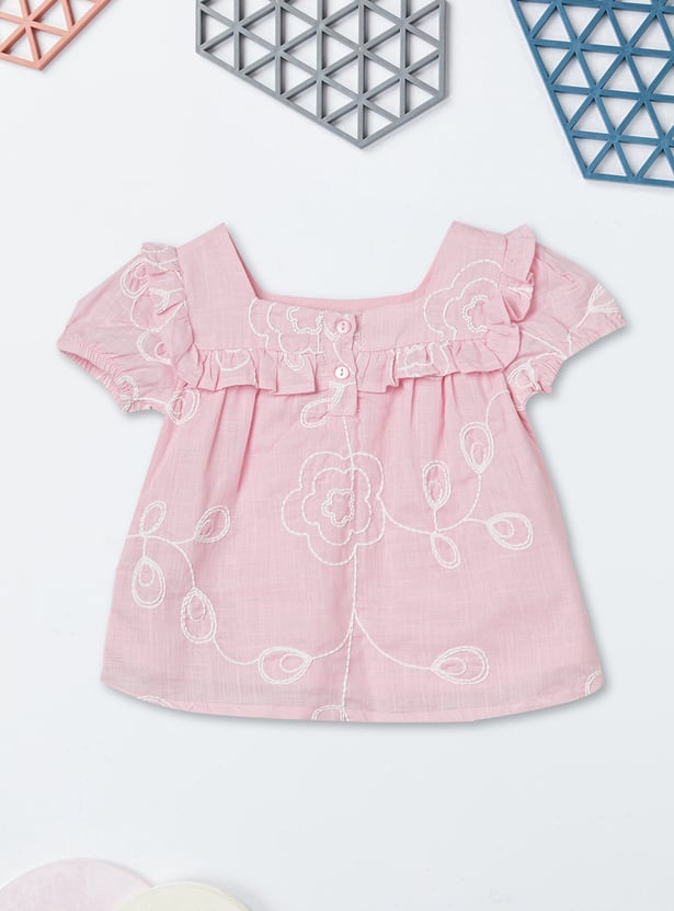Girls Embroidered Shorts Set