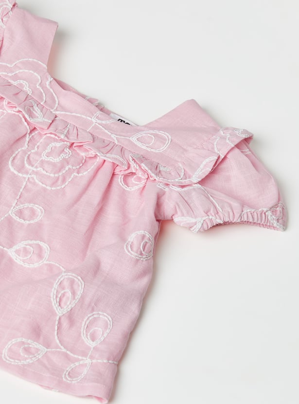 Girls Embroidered Shorts Set