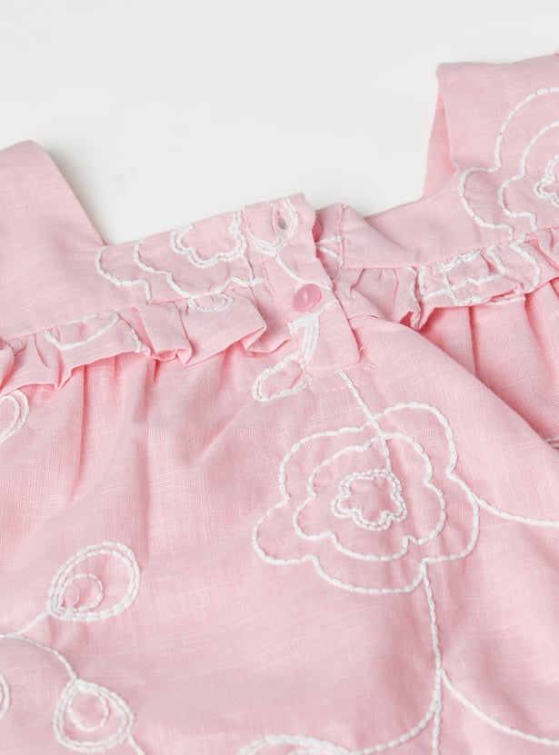 Girls Embroidered Shorts Set