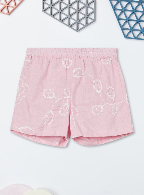 Girls Embroidered Shorts Set