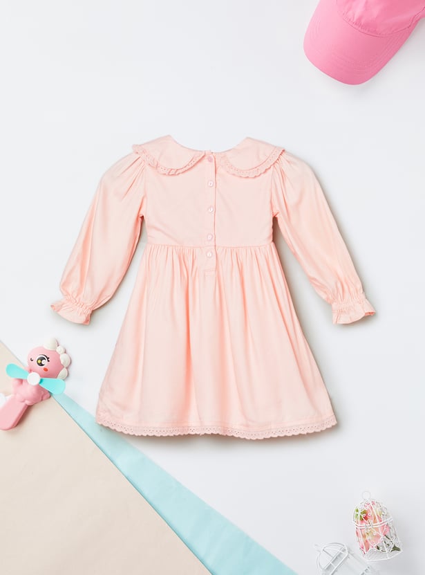 Girls Embroidered Peter-Pan Collar Dress