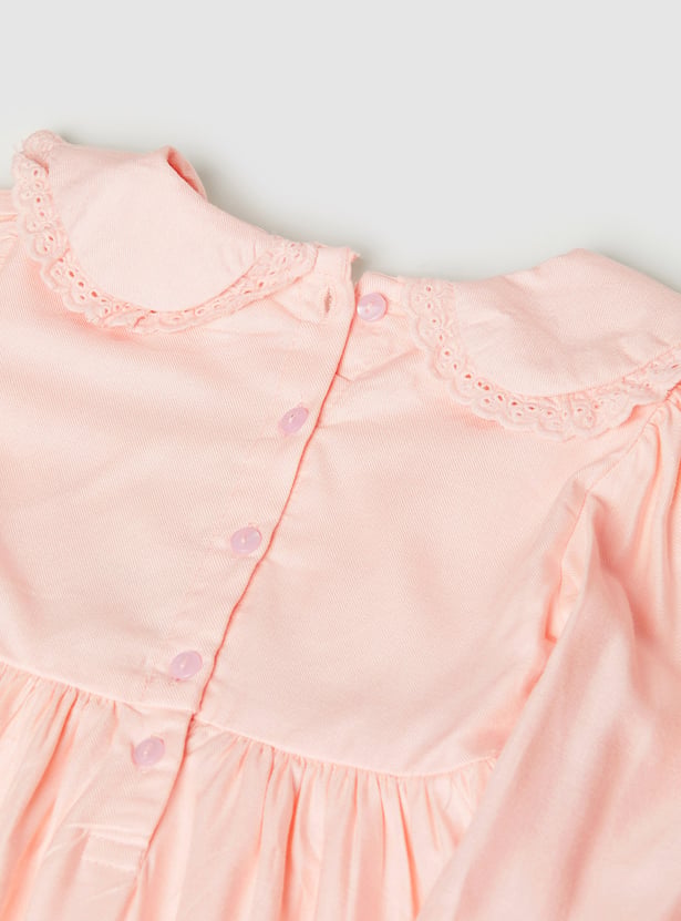 Girls Embroidered Peter-Pan Collar Dress