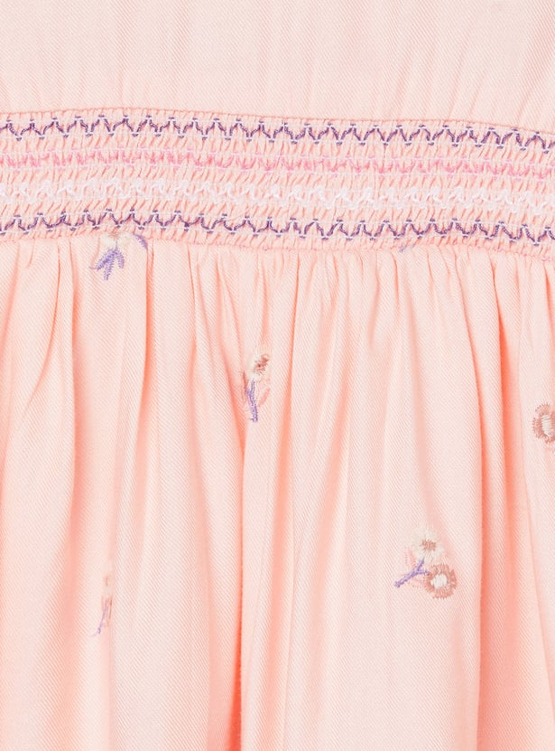 Girls Embroidered Peter-Pan Collar Dress