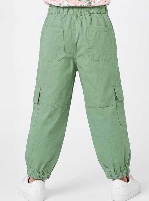 Girls Solid Cargo Joggers