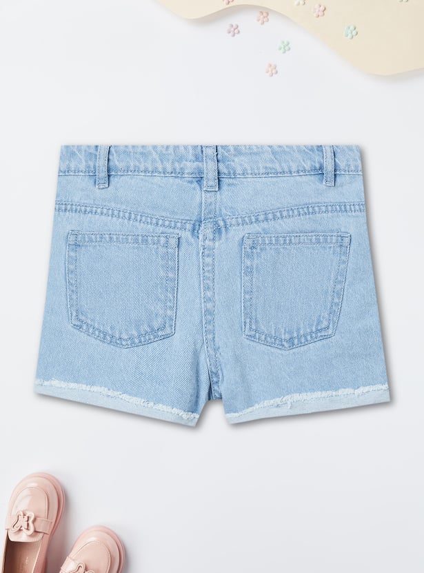 Girls Embroidered Denim Shorts