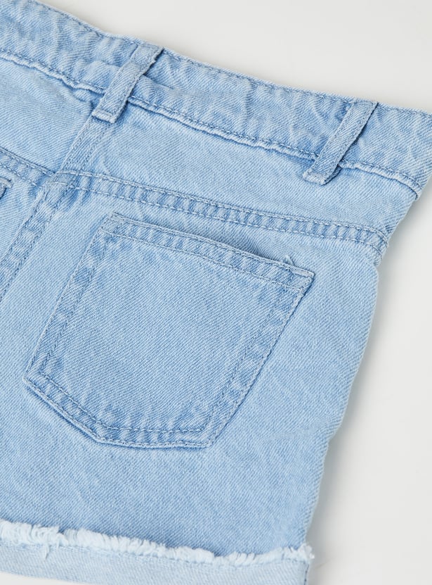 Girls Embroidered Denim Shorts