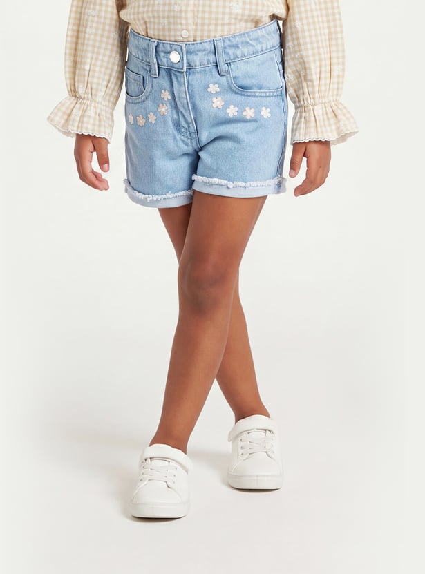 Girls Embroidered Denim Shorts