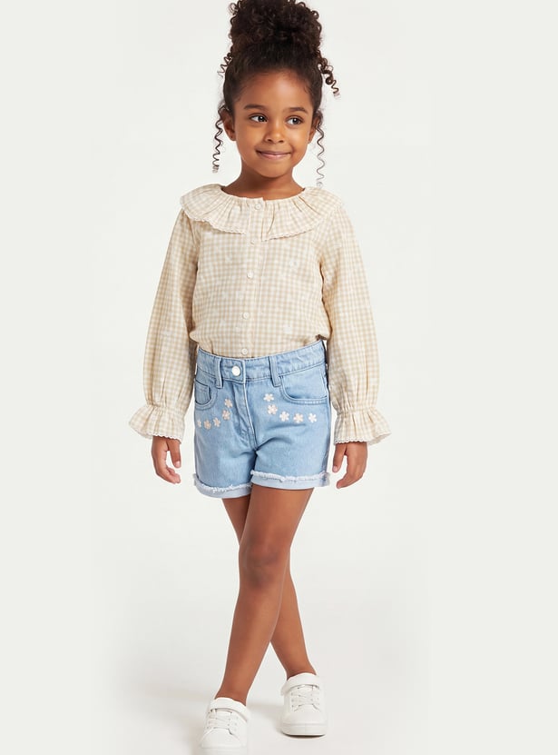 Girls Embroidered Denim Shorts